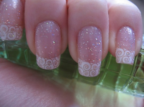 unghie sposa glitter