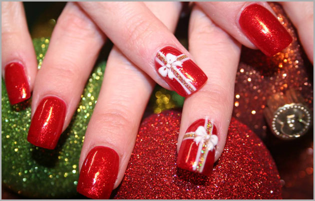 nail art fiocco di natal