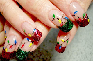 nail art natale fili di luci