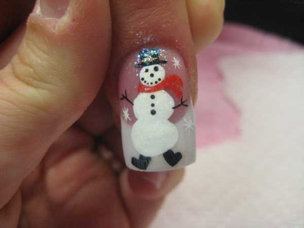 nail art pupazzo di neve natale