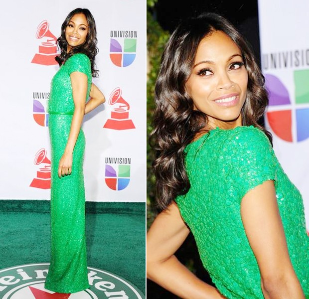 zoe saldana in elie saab al grammy latino 2012
