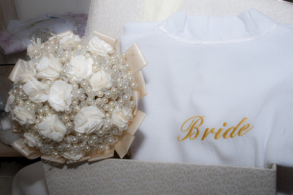 bouquet perle e fiorellini