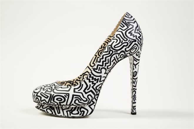 black and white platform Keith Haring pumps