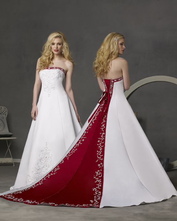 abito da sposa bianco e rosso
