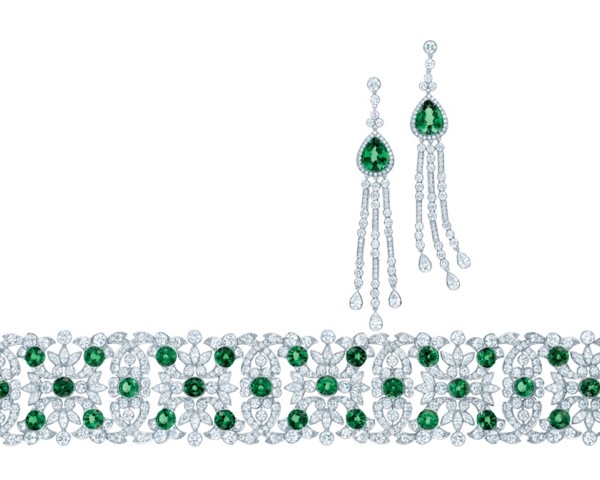 TIFFANY-TSAVORITE-AND-DIAMOND-EARRINGS-AND-BRACELET-FROM-THE-2013-BLUE-BOOK-COLLECTION