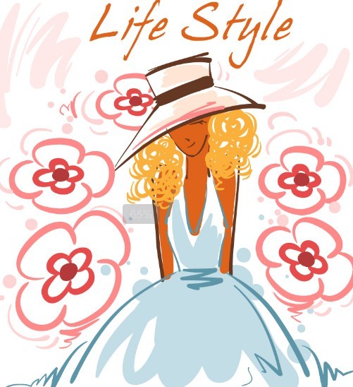 Fashion-Hand-Drawn-Vector-Spring-Girl-03