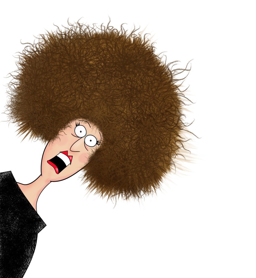 Humor illustration of a frazzled woman screaming
